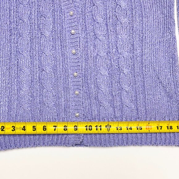VTG SPRING HARBOR CARDIGAN SWEATER, WOMANS, LARGE, LT PURPLE, FAUX PEARL BUTTONS - Picture 6 of 9